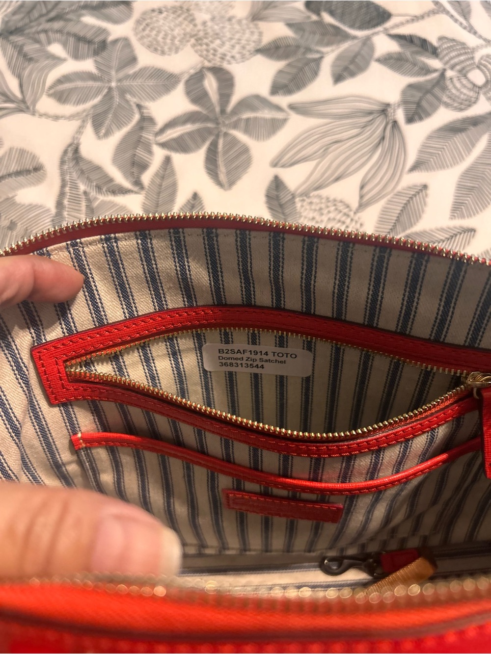 Dooney & Bourke Orange-Red Saffiano Dome Satchel - Picture 3 of 4